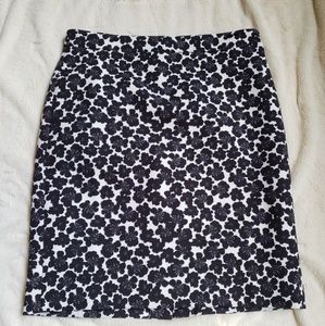 Black & White Floral Pencil Skirt
